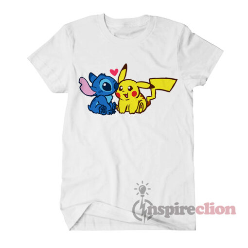 Stitch And Pokémon Pikachu T-shirt
