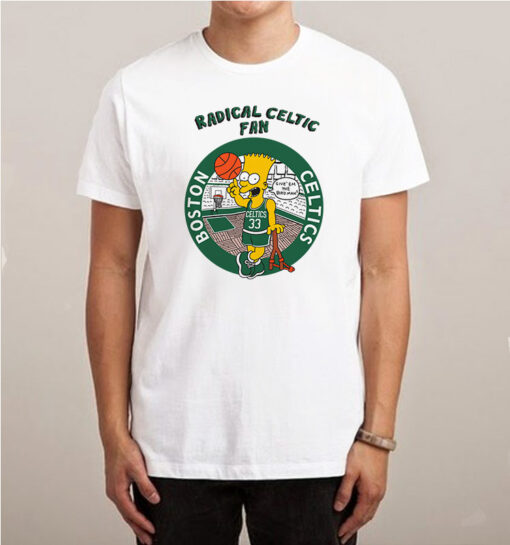 Vintage Bootleg Bart Simpson Radical Boston Celtics Fan T-Shirt Clothes