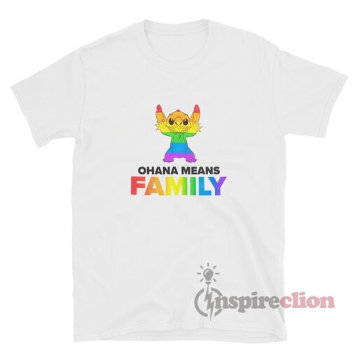 Disney Stitch Rainbow Ohana Means Family T-Shirt