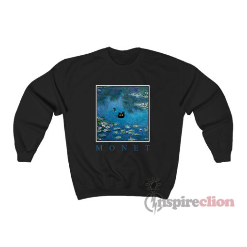 Monet Waterlily Black Cat Funny Sweatshirt